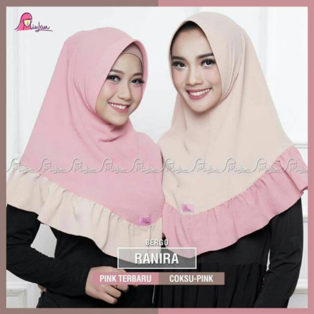 Bergo Instan Ranira Miulan Jilbab langsung pakai bahan bubbe creppe Hijab simple polos terbaru