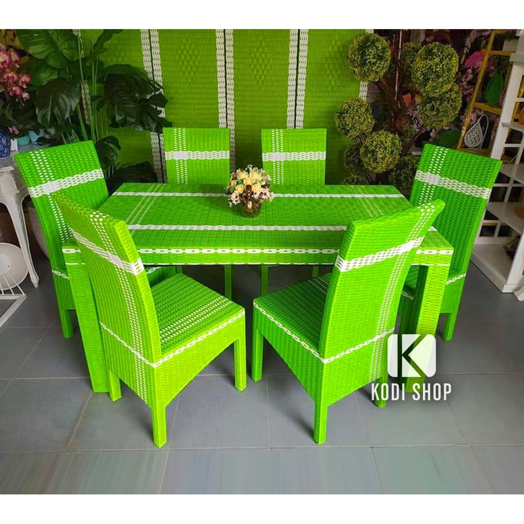 SET MEJA MAKAN ROTAN SINTETIS, KURSI + MEJA