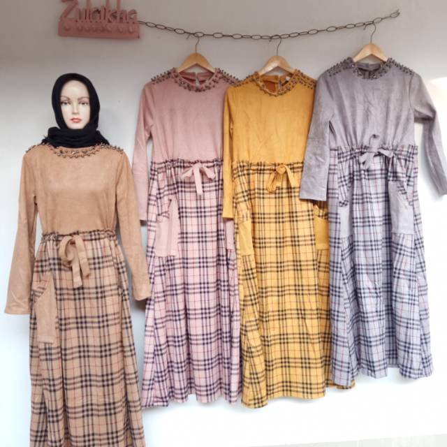 LONG DRESS SUEDE BURBERRY SHELLASAUKIA | GAMIS SUEDE