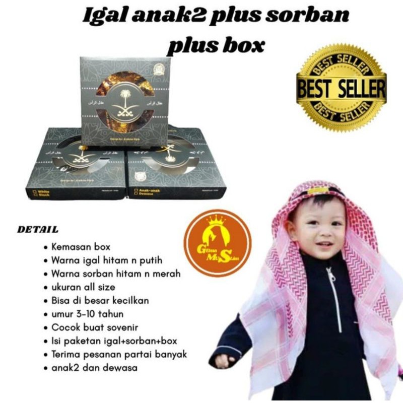 IGAL ANAK ll TALI PENGIKAT SORBAN ARAB PLUS SORBAN