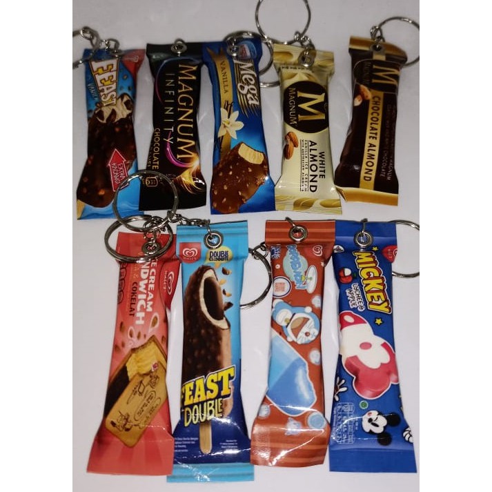 (SKR) GROSIR SOUVENIR UNIK GANTUNGAN KUNCI SNACK INDOMIE KOPI ES KRIM SO NICE-ES KRIM