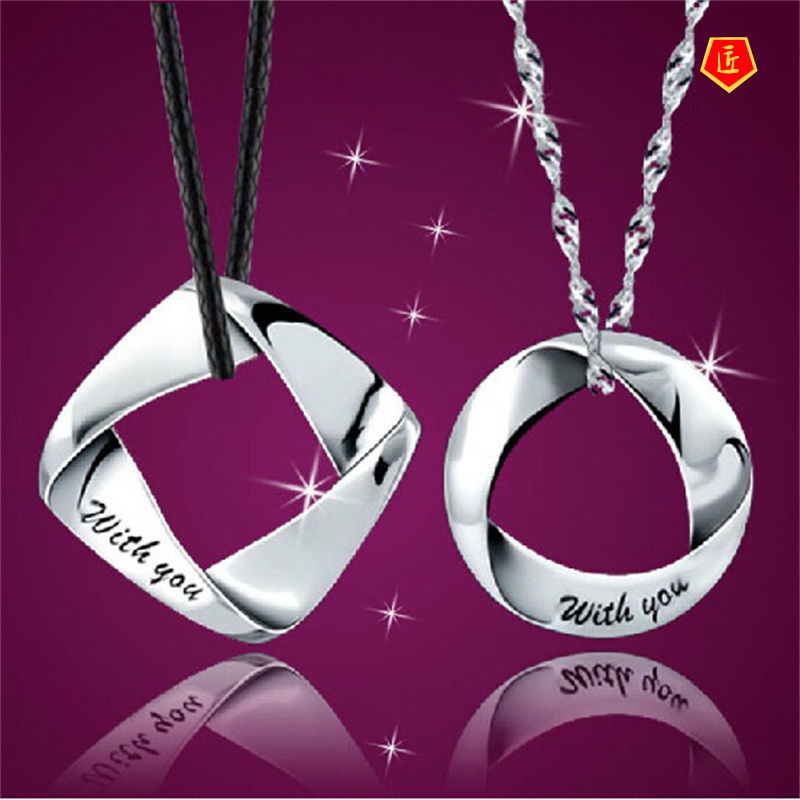 [Ready Stock]Couple Necklace Korean Style Square round Pendant Personalized Creative