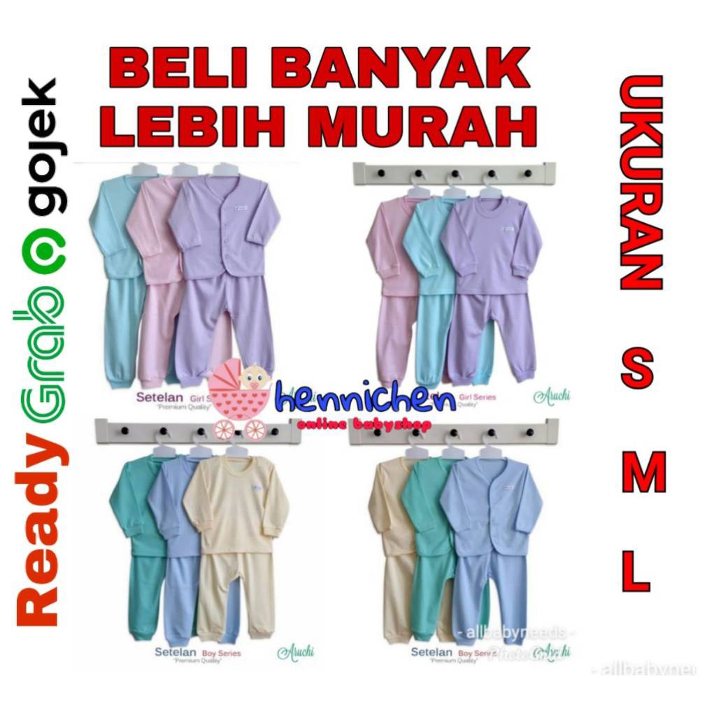 SETELAN ARUCHI POLOS / SALUR PANJANG &quot; BOY GIRL &quot; S M L ( 3-12 Bulan )