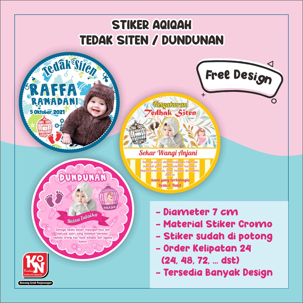 

Stiker Aqiqah Custom | Sticker Tasyakuran Tedak Siten | Dundunan | Stiker Bayi