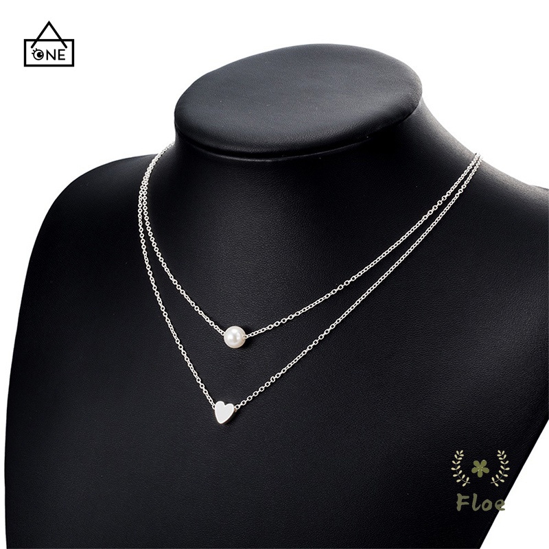 COD❤Kalung Rantai Klavikula Pendek Multilayer Aksen Mutiara Ganda Untuk Hadiah Ulang Tahun Wanita A one