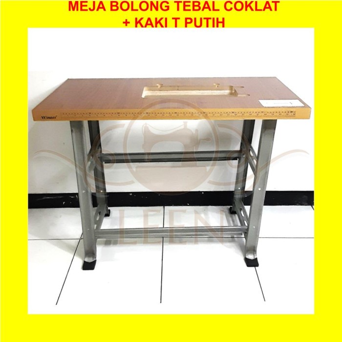 Set Meja Tebal + Kaki H Silver Mesin Butterfly Hitam Klasik Kecil LEEN