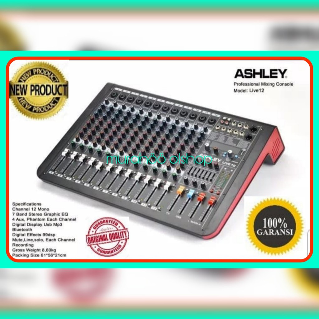 Mixer Audio  Ashley Live12  12 chanel Bluetooth Efek 99DSP