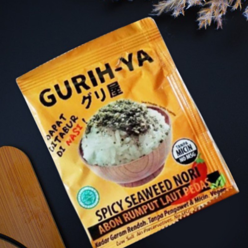 Nori Rumput laut tabur  Gurih-ya PEDAS 5.5 Gram sachet seaweed