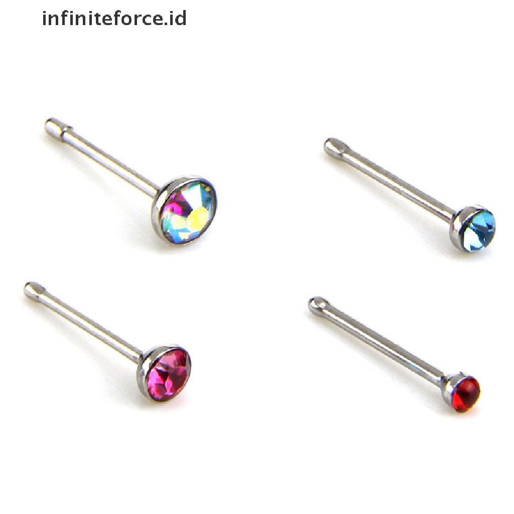 Infiniteforce.id 60pcs / Set Cincin Hidung Stainless Steel Hias Kristal Berlian Imitasi Untuk Wanita