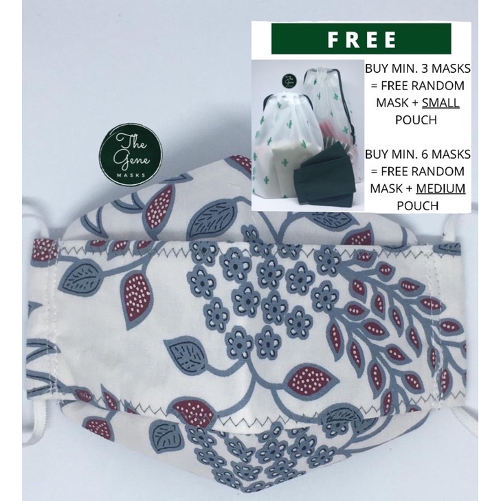 Masker Kain 3 Lapis Premium Batik Putih Biru