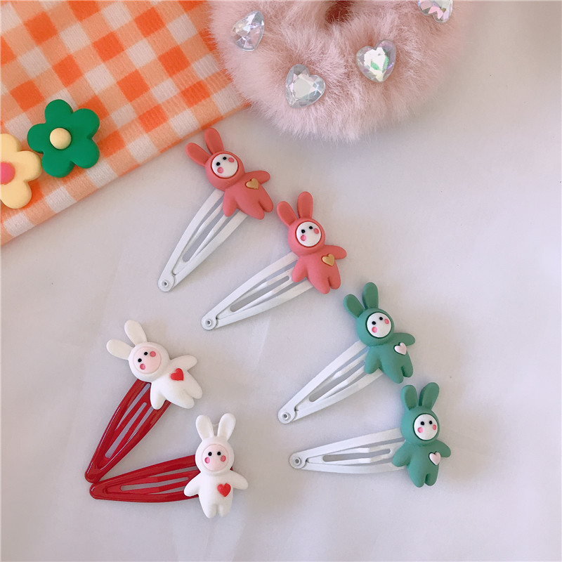 We Flower 1pc Jepit Rambut Bobby Pin Motif Kartun Kelinci / Hati Untuk Anak Perempuan