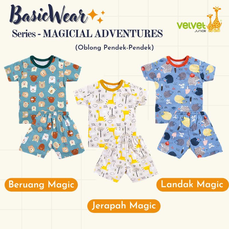 Velvet Junior Setelan Pendek - pendek Oblong Setelan Anak Lengan Pendek Celana Pendek Velvet Baju Anak Baju Bayi Velvet Basic Oblong series basic