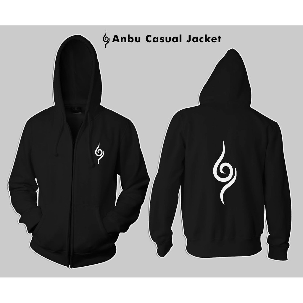 Jaket distro anime ANBU Casual Black Fleece Premium