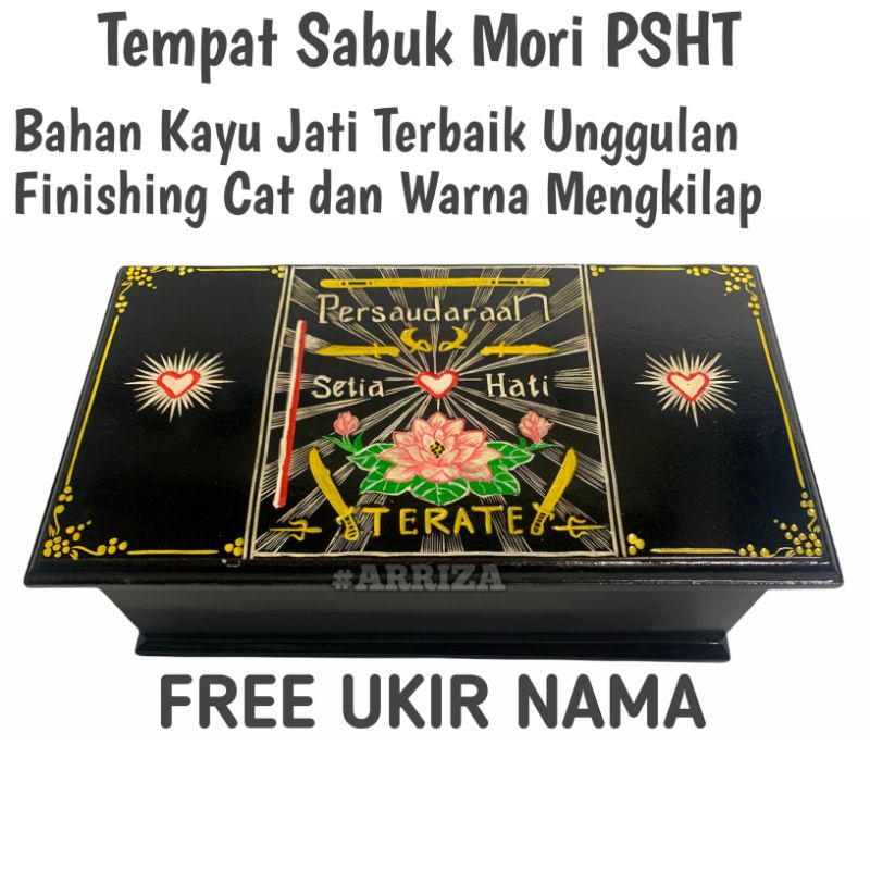 KOTAK MORI PSHT MURAH DARI KAYU JATI MOTIF UKIR WARNA m (FREE UKIR NAMA) TEMPAT PENYIMPANAN SABUK PENCAK SILAT