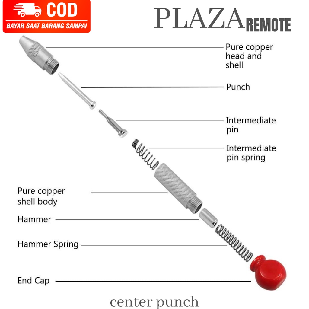Penanda Titik Bor  silver / Center Punch with karet rubber head