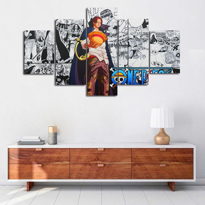 POSTER ANIME BINGKAI KAYU ONE PIECE 1 SET 5 IN 1