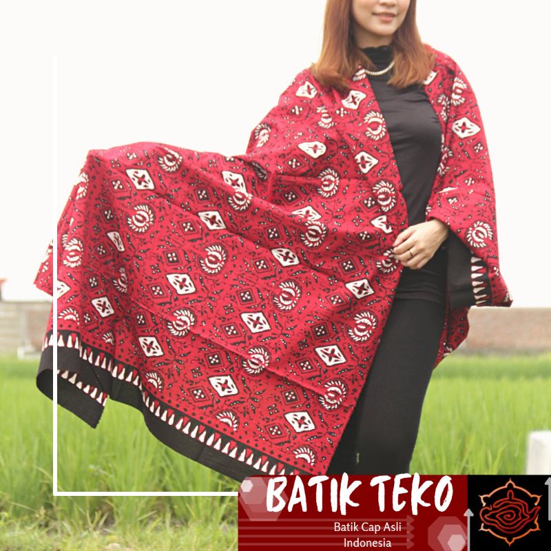 [Pre Order 17 Hari] Kain Batik Cap Kombinasi Tulis Asli Motif Sidoasih Latar Warna Hitam Sogan Merah