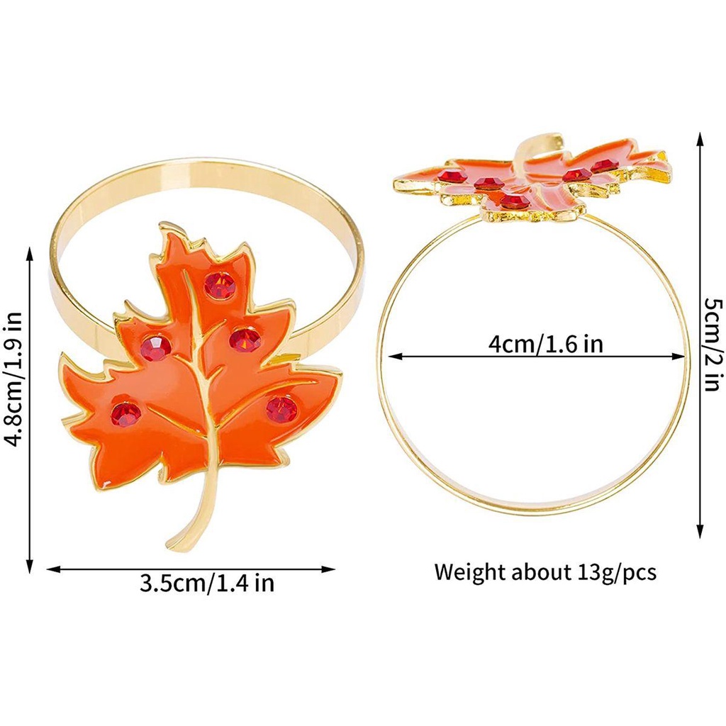 【 ELEGANT 】 Serbet Cincin Pesta Dapur Pernikahan Daun Maple Liburan Berlian Imitasi Serviette Gesper