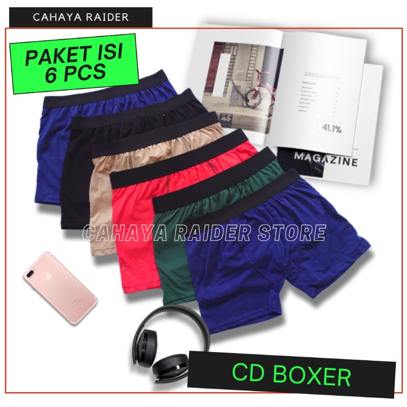 CRD Celana Dalam Pria Boxer katun 6 pcs M L XL XXL