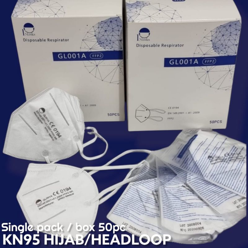 (ISI 50) MASKER KN95 PUTIH HIJAB MASKER KN95 MOUSON MASKER KN95 HIJAB MASKER KN95 EARLOOP