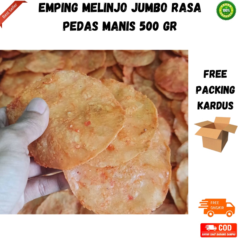 

EMPING MELINJO JUMBO RASA PEDAS MANIS ASLI PRODUKSI LIMPUNG 500 GR