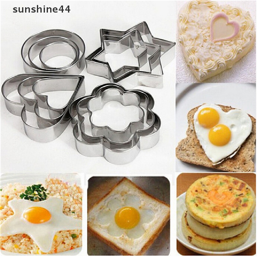 Sunshine 1 Set / 12Pcs Cetakan Kue / Cookies / Telur Bahan Stainless Steel