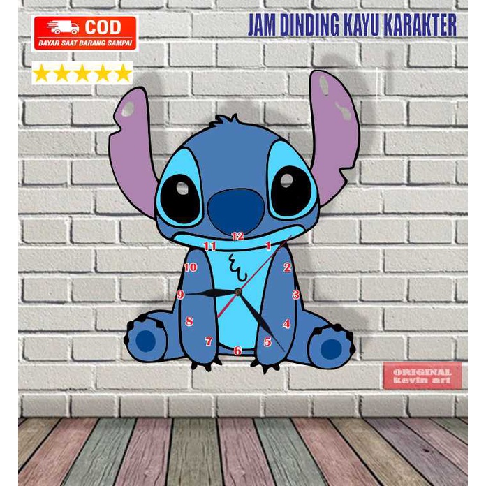 JAM DINDING KARAKTER STITCH ANIMASI KARAKTER ANAK DEKORASI HIASAN PAJANGAN DINDING KAMAR TIDUR UNIK