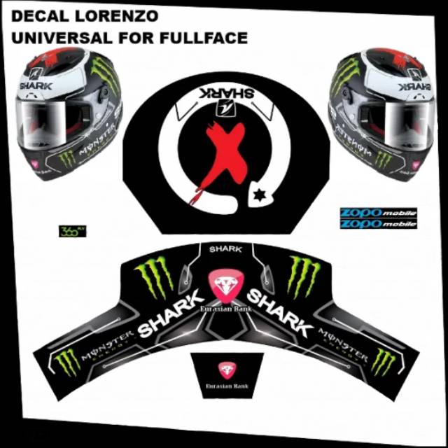 STICKER DECAL HELM JORGE LORENZO SHARK