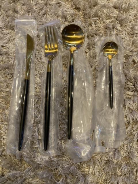 European Gold Dinnerware Sendok Garpu Mewah Untuk Props Foto