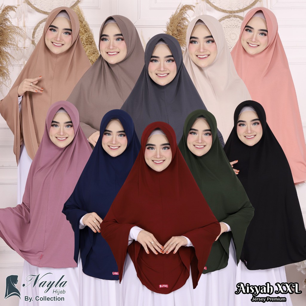 BERGO TERMURAH JILBAB INSTAN AISYAH XXL KERUDUNG JUMBO JERSEY TERLARIS NAYLA HIJA'B