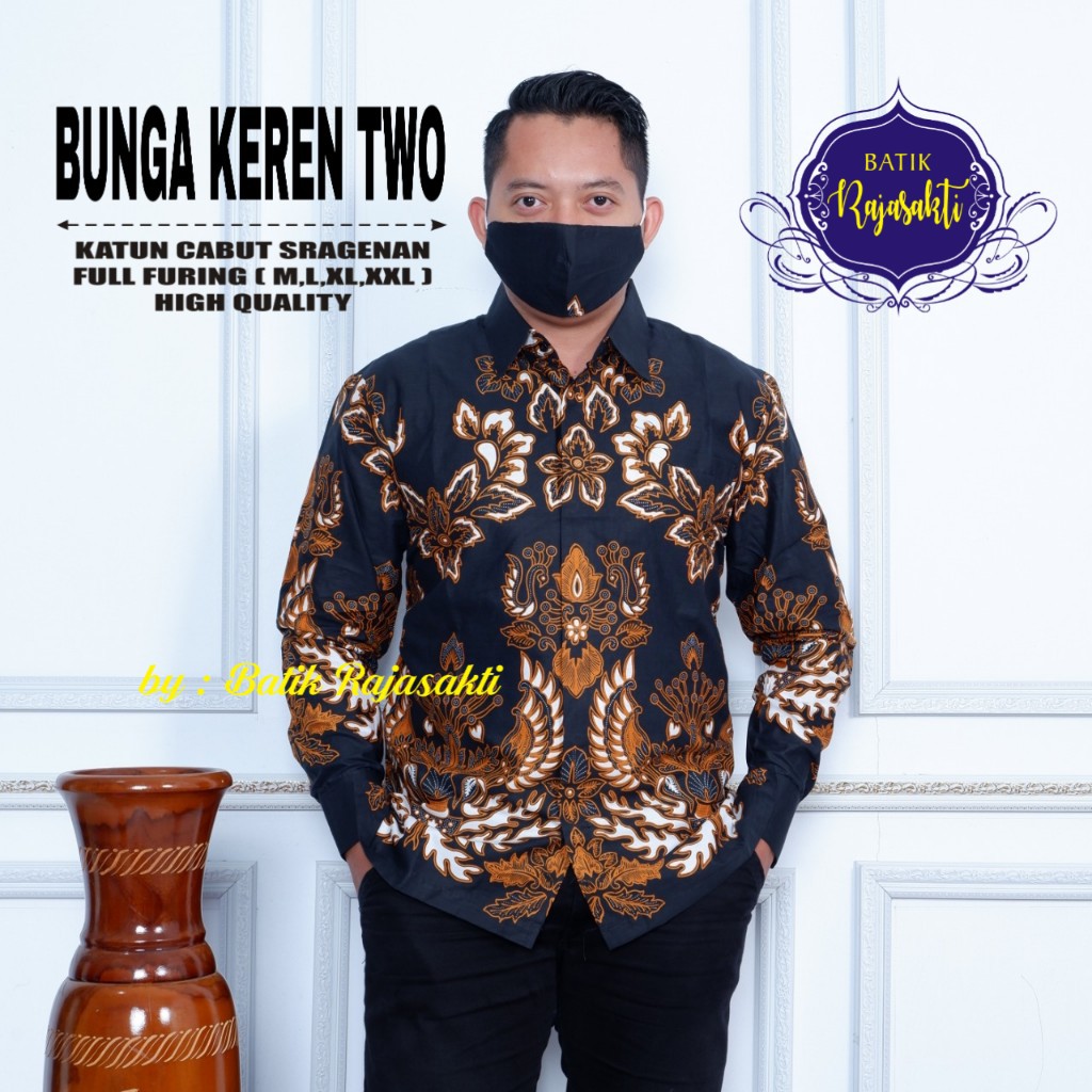 BUNGA KEREN TWO RAJASAKTI KEMEJA BATIK SOLO PRIA LENGAN PENDEK LAPIS FURING ATASAN BATIK PREMIUM MODERN KATUN HALUS BAHUWIRYA  BANAMITRA BANAMITRA PUTIH BANGSAWAN BAYU PUTRA BERLIAN BIRU BHARATAYUDA BIMASENA BIRENDRA BIRU INDAH BRAHMAKERTA BRAHMAKERTA