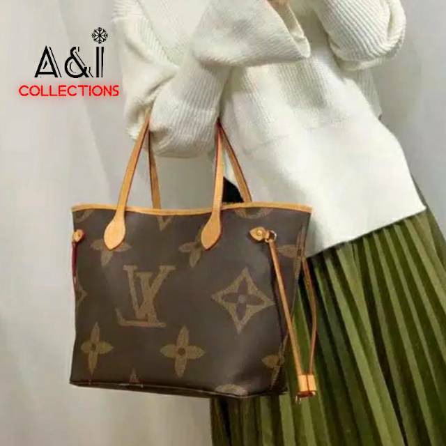 Bag Tas Slempang Wanita Neverfull Medium LV 40156 M Mono Ada Nomor Serinya