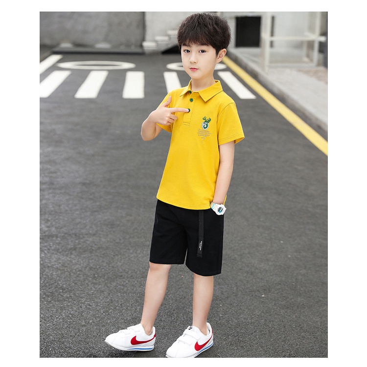 LIAM SET POLO YELLOW BAJU SETELAN ANAK COWOK KOREA FASHION IMPORT REMAJA CASUAL