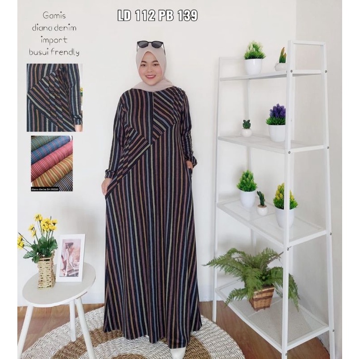 Gamis Kancing Diana Denim READY BIRU