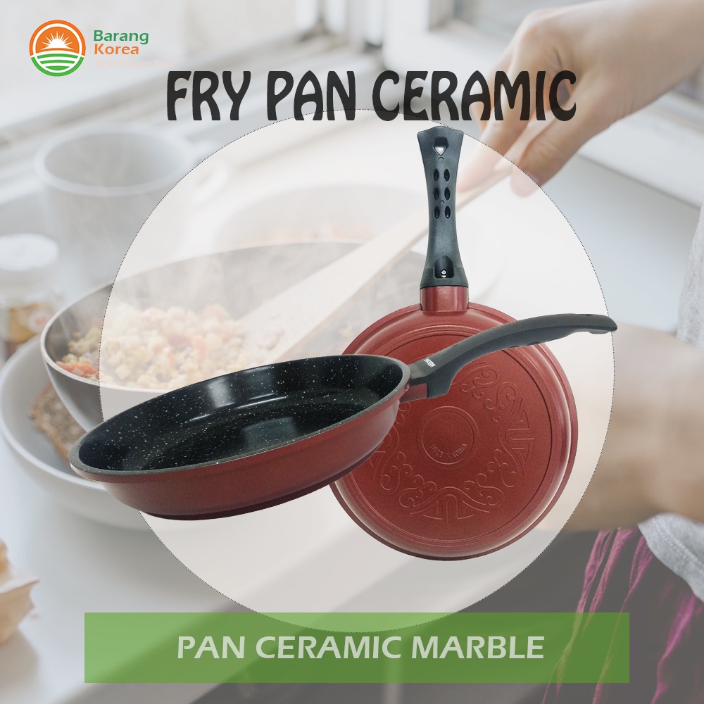 K-Food Fry Pan Ceramic Akebonno / Wajan Penggorengan keramik Akebonno / Wajan Korea Keramik Akebonno
