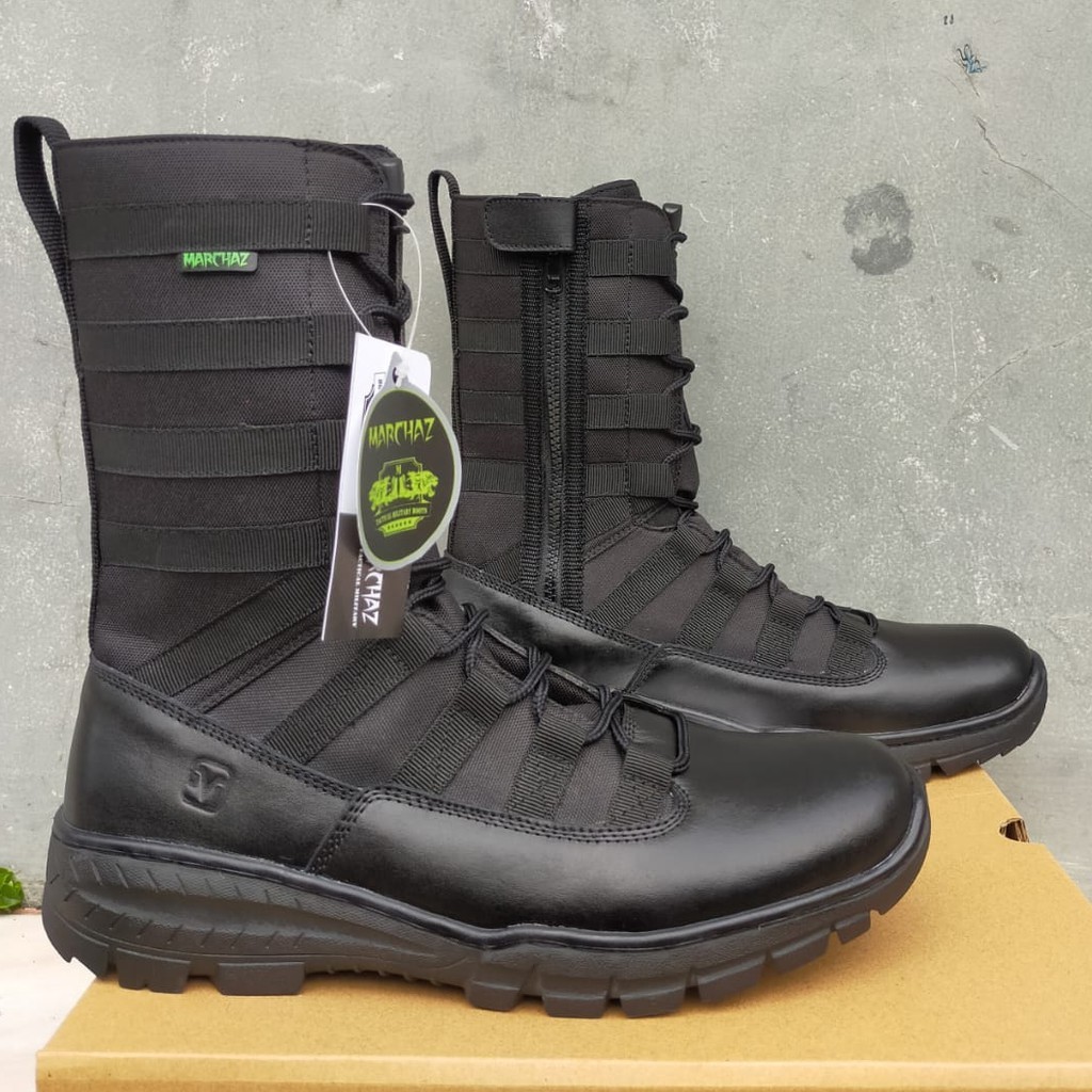 Sepatu PDL Ninja Kulit Asli MARCHAZ Sepatu PDL Tni Polri Security Satpam Sepatu Boots Kulit Asli