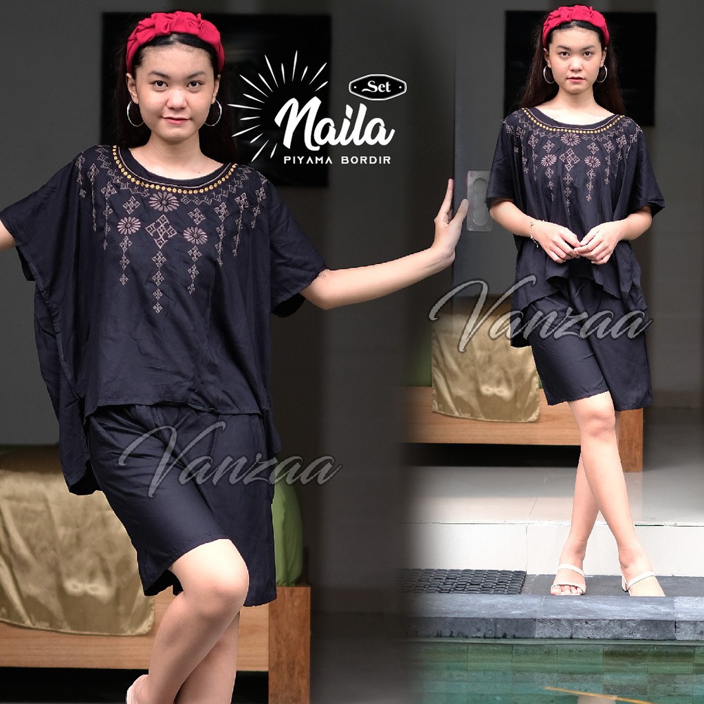COD Setelan Babydoll Piyama Bali Premium ORIGINAL VANZAA / Set Bordir Murah / Baju Tidur