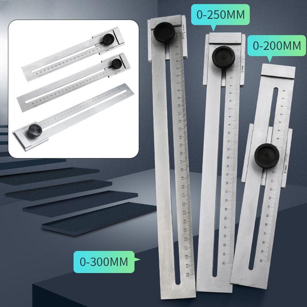 Solighter Woodworking Sliding Gauge Presisi Tinggi 200mm/250mm/300mm Alat Ukur Pemotong Menandai Penggaris