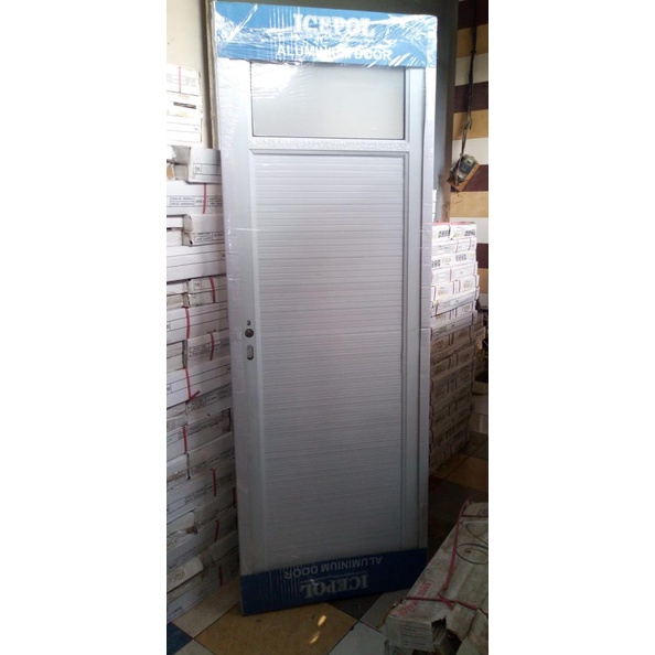 yang dicari@@@@] PINTU KAMAR MANDI ALUMUNIUM PUTIH DENGAN KACA ICEPOL + HANDLE