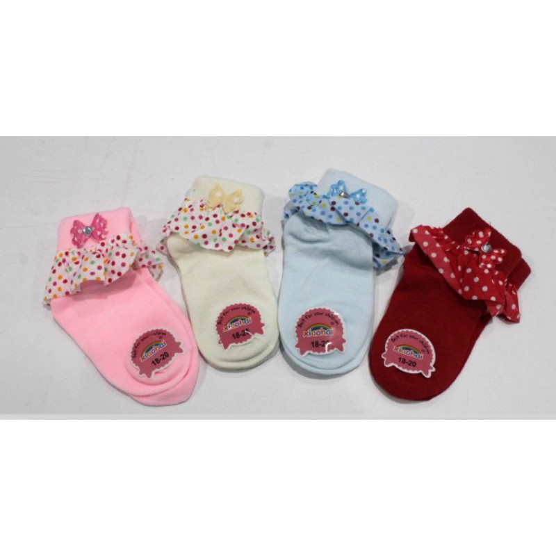 Kaos Kaki Ruffle Renda Bayi / Kaos Kaki Renda Anak Bahan Katun Lembut Anak Perempuan Impor