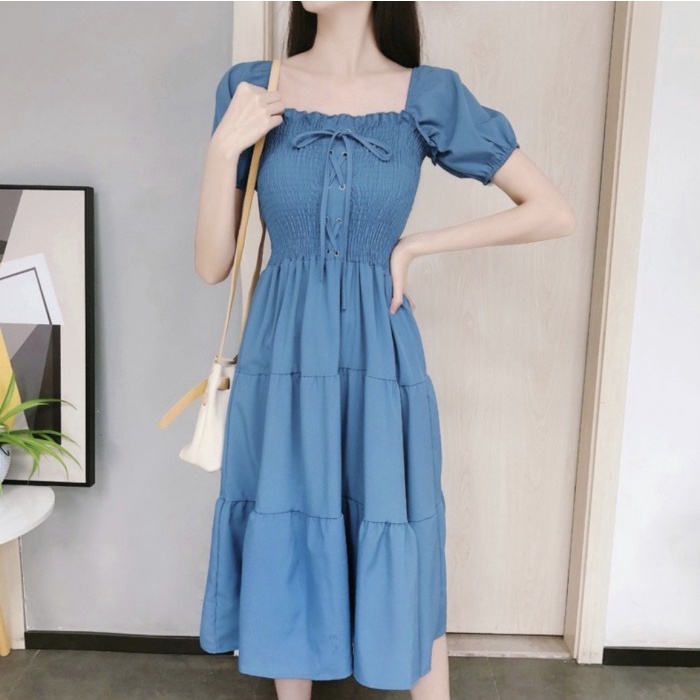 CASUAL DRESS KOREAN STYLE BEACH WEAR MIDI BUMIL POLYESTER ALLSIZE