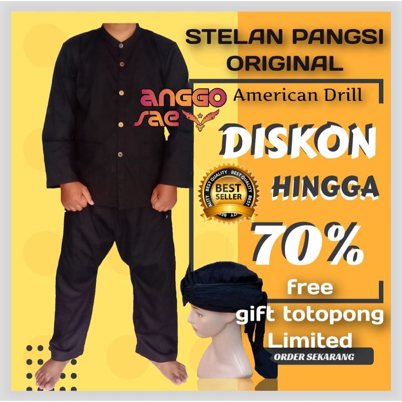 Original Baju Pangsi anggosae Stelan Katun American Drill Ori Size Jumbo Ready S-xxxL promo Gift Totopong