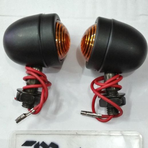 Lampu sen oval mini acipi besi hitam krom sein sepasang / 2biji