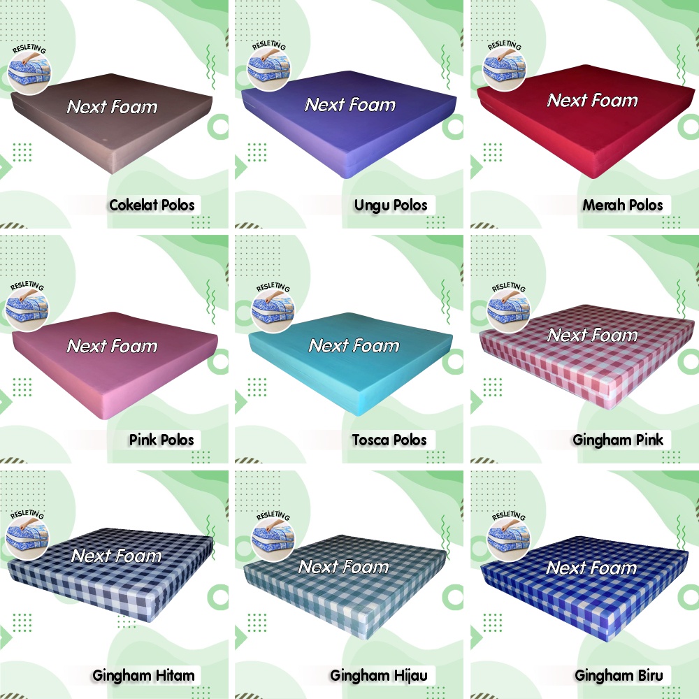 Sarung Kasur Busa Resleting Aesthetic Motif Kotak Tebal 5,10, 15, 20, 25, 30 cm / Cover Kasur Busa Inoac / Sprei Resleting