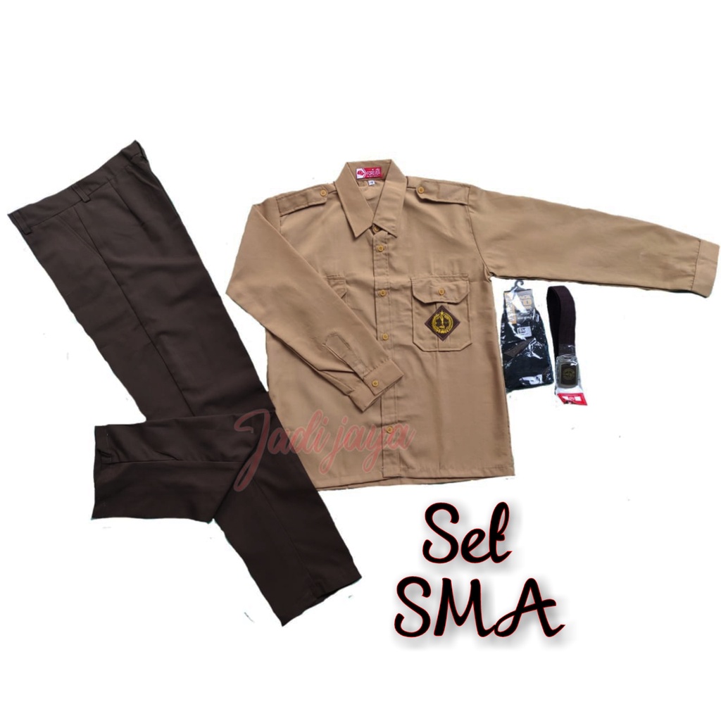 Paket Lengkap Seragam Pramuka SMA Putra Baju Panjang Celana Panjang