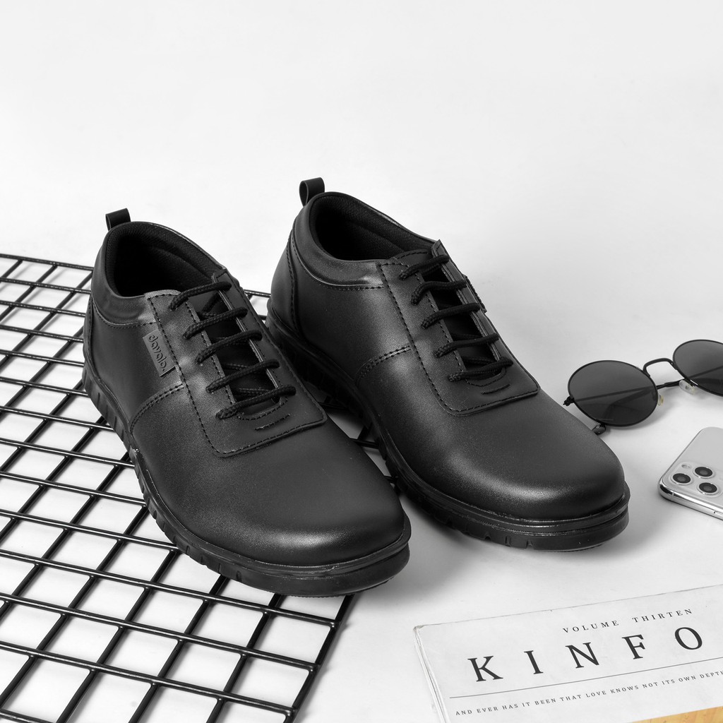Sepatu Pantofel Pria Casual d098 Hitam Sol Karet Tpr Pantofel Hitam Pria Oxford