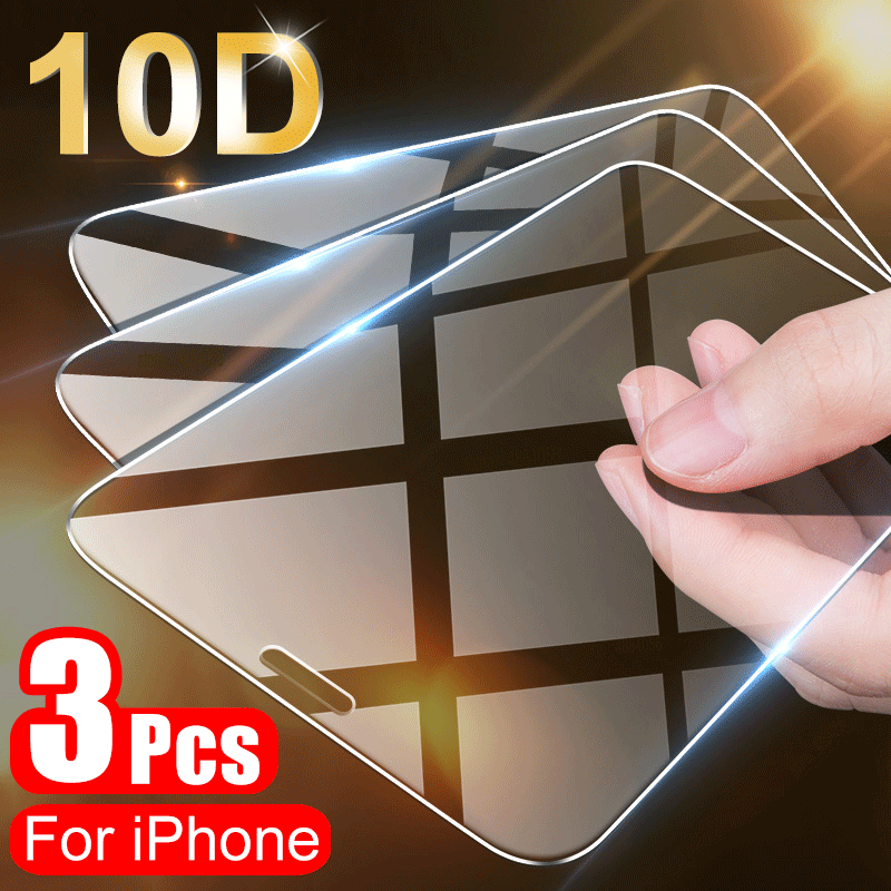 3pcs Pelindung Layar Tempered Glass Untuk Iphone Xr 11 Pro X Xs Max 6 7 8 5 5s 6s Plus Se 12