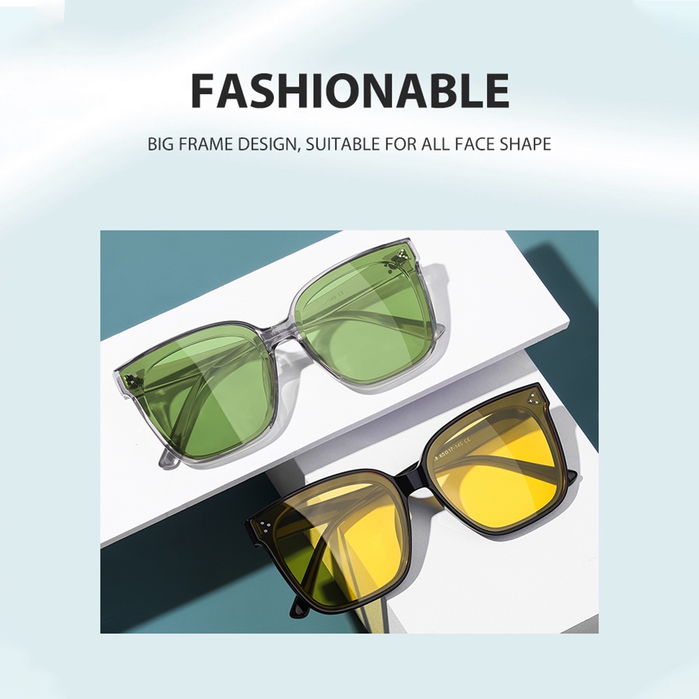 [Bisa Ganti Lensa] Kacamata Hitam Polarized Wanita Pria Cowok Besar Korea Gaya TR90 Frame Kaca Mata Hitam Anti Sinar Matahari UV400 Minus Viendo-3