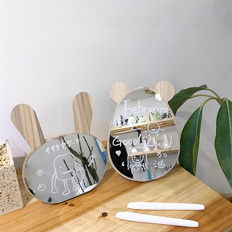 Fere U Simple Cute Cartoon Wooden Dormitory Bedroom Vanity Mirror Desktop Makeup Mirror With Pencil Shopee Indonesia