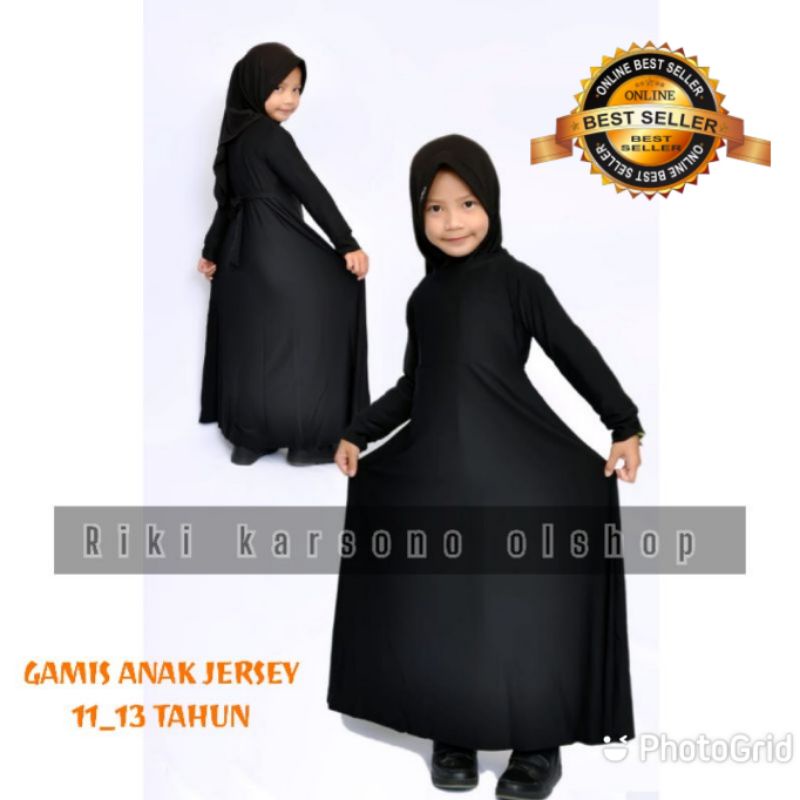 Amelia dress anak 12_13tahun/gamis polos anak perempuan murah keinian 2021